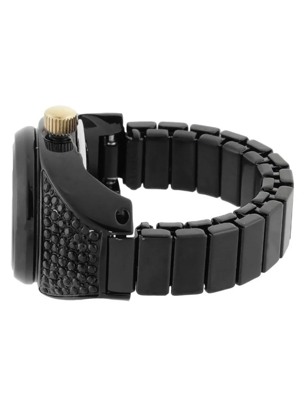 NWT Fossil Watch Ring Two-Hand Pave Black Stainless Steel Watch